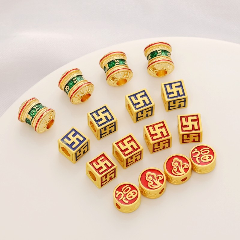 古法包金镀金沙金万字方形珠桶珠diy手工串珠民族风情侣手链,饰品/流行首饰/时尚饰品新,其他DIY饰品配件,淘宝优惠券,粉丝福利购,淘宝优惠卷