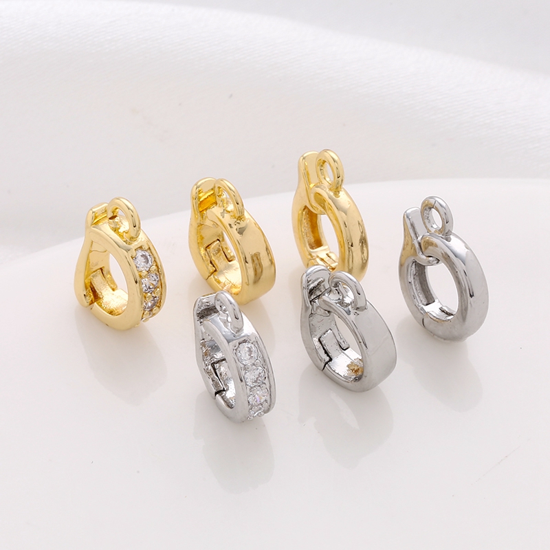 包金镀白金镶锆石挂圈D扣diy手工