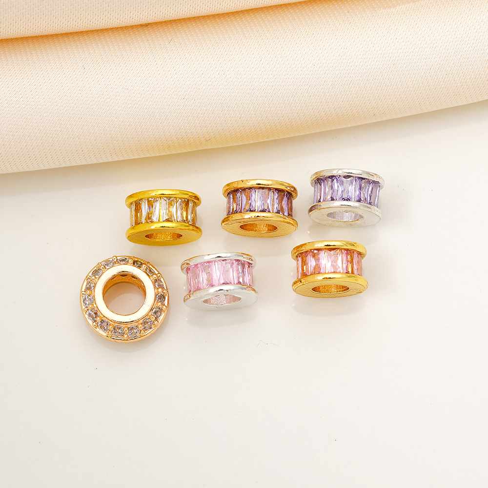 铜包金镀金镀银彩色锆石扁珠手链