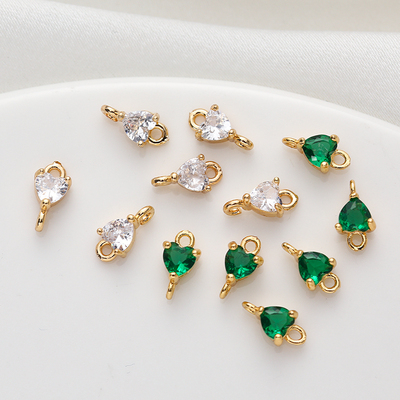 临兰铜包金镀金镶锆石双环链接