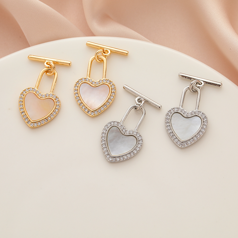 临兰OT扣爱心贝壳锆石链接扣