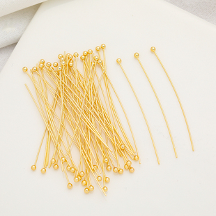 18K 保色包金配件球针9字针平头针串珠针diy耳环饰品配件材料 14K