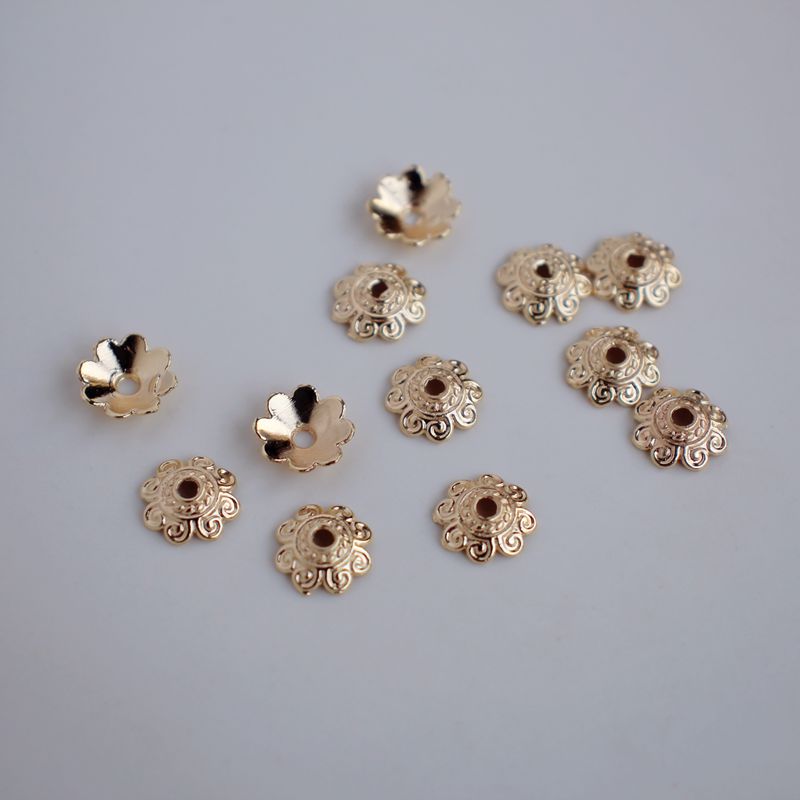 diy14k镀金复古手串小配件花托