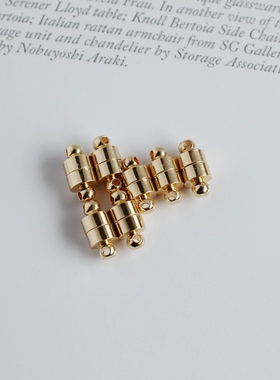 14K包金镀金保色磁铁扣扁圆柱形5mm自制diy手链项链收尾链接扣头