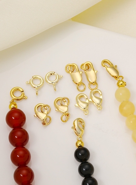 铜包金镀金弹簧扣圆扣龙虾扣长方鱼尾扣diy手工串珠手链项链接口