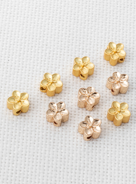 18K14K包金镀金古法金保色通孔桃花10mm自制diy饰品配件串珠配饰