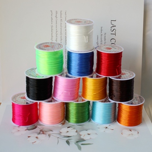 彩色弹力线水晶玛瑙玉石串珠线diy自制手工文玩手串松紧扁弹力绳