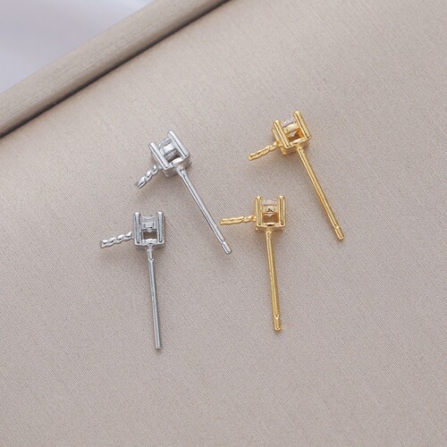 临兰银镀金锆石耳钉珍珠耳饰