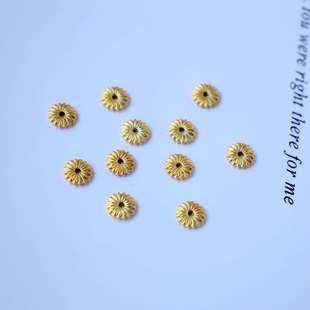18K包金镀金保色古法仿金菊花隔片6mm制作手工手链串珠饰品配饰