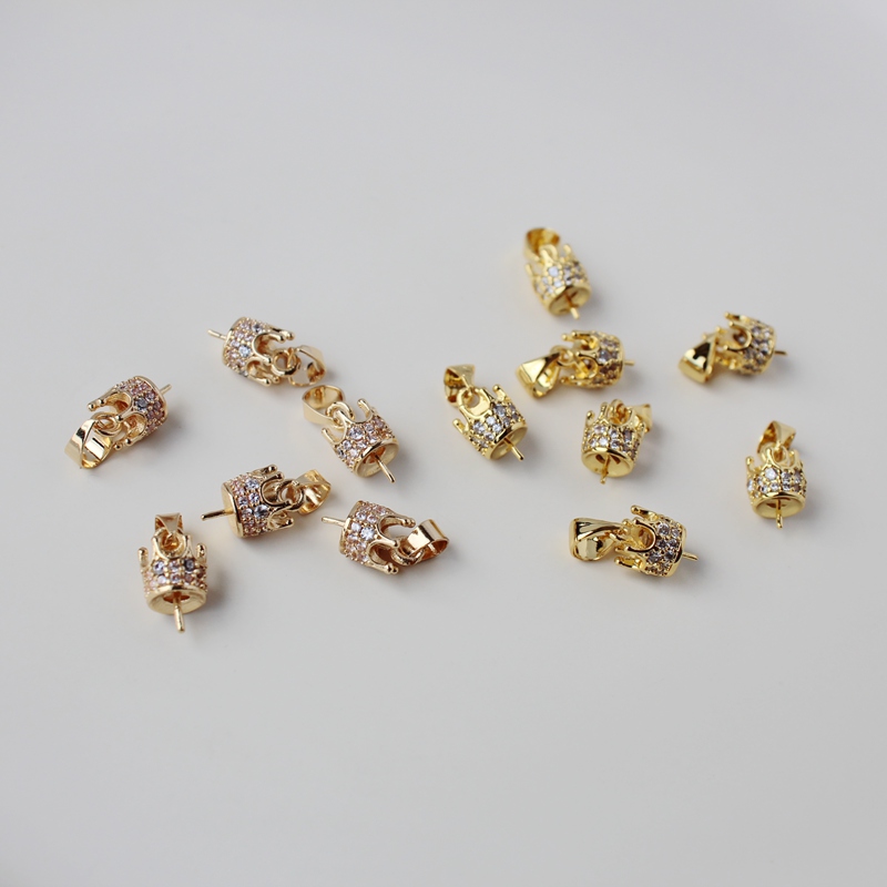 包金保色皇冠羊眼自制半孔吊坠