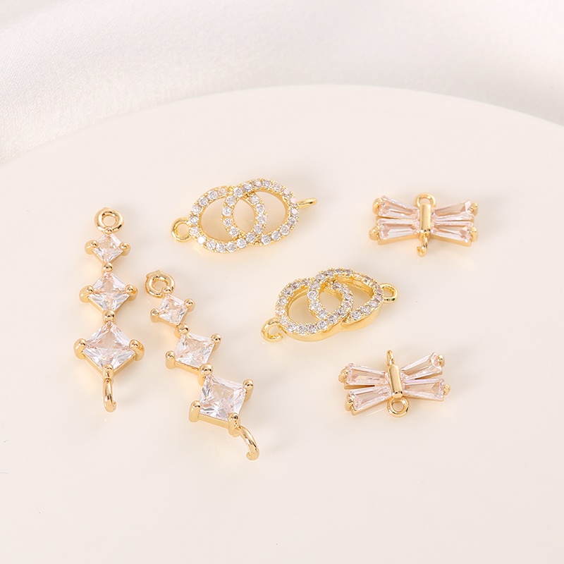 临兰铜包金镀金镶锆石保色链接