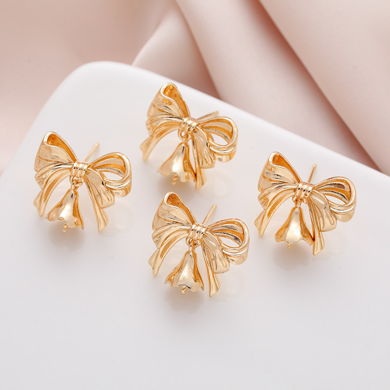 14K包金镀金保色大号蝴蝶结耳钉diy珍珠耳饰耳环耳坠配件半成品,饰品/流行首饰/时尚饰品新,其他DIY饰品配件,淘宝优惠券,粉丝福利购,淘宝优惠卷