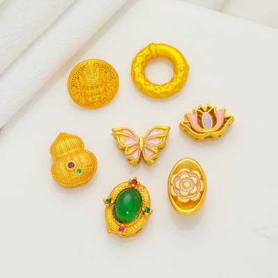 古法沙金滴油乾坤圈蝴蝶莲花编织