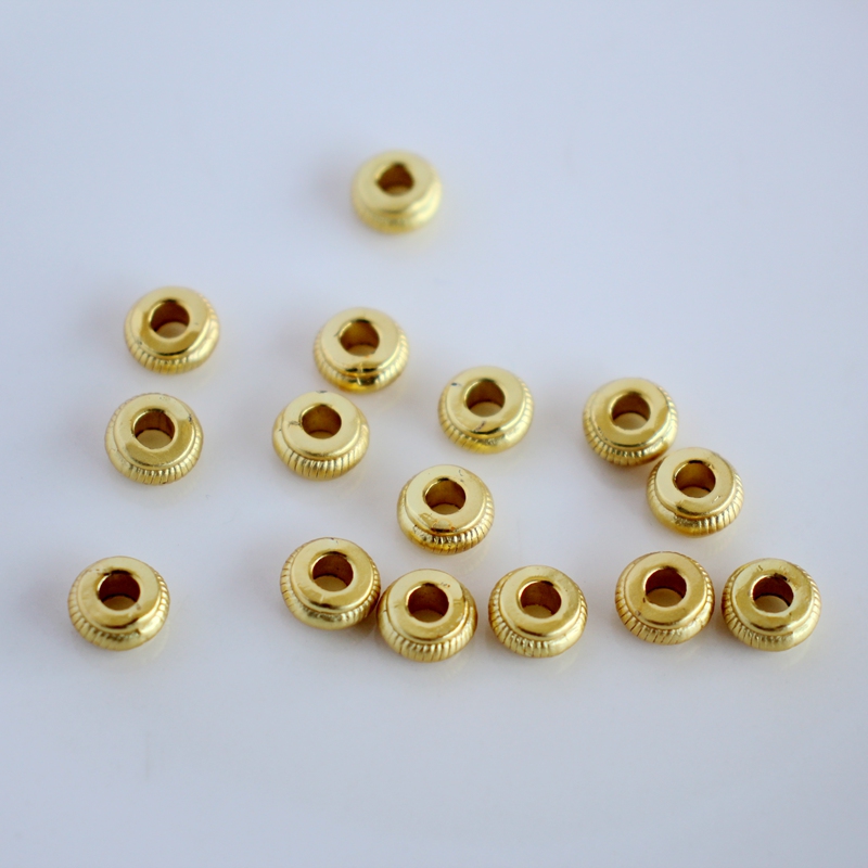 18K包金镀金保色沙金哑光复古轮胎隔珠隔片diy串珠手链项链配珠