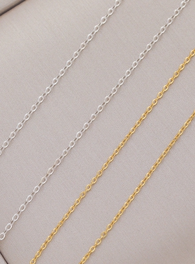 S925纯银链子银镀金压光O字链diy手工饰品项链手链耳环散链条配饰