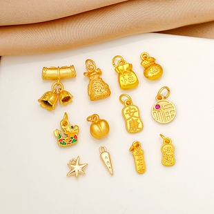 古法沙金镀金福袋钱袋龙吊坠招财纳福diy手工饰品手链项链吊坠