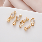 14K包金镀金保色锆石卡扣diy手工串珠珍珠手链项链链接扣子扣头