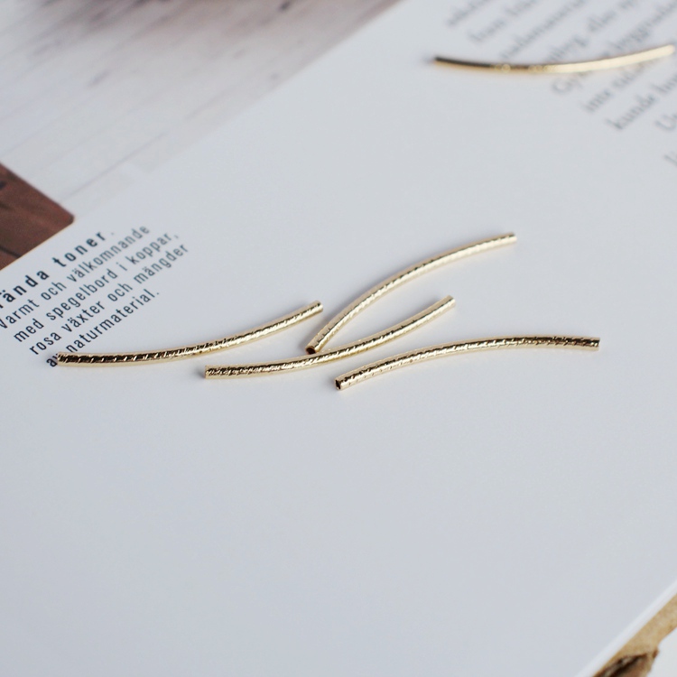 14K包金镀金保色弯管满天星花纹细管自制手链手镯diy手工串珠配件