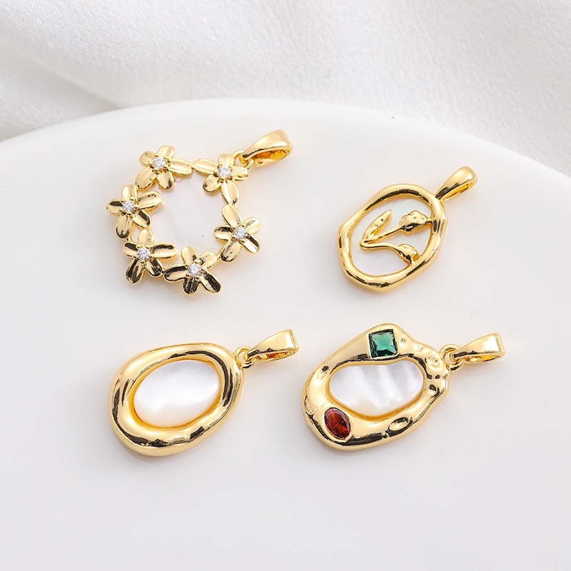 临兰铜包金镶贝壳贝母保色吊坠