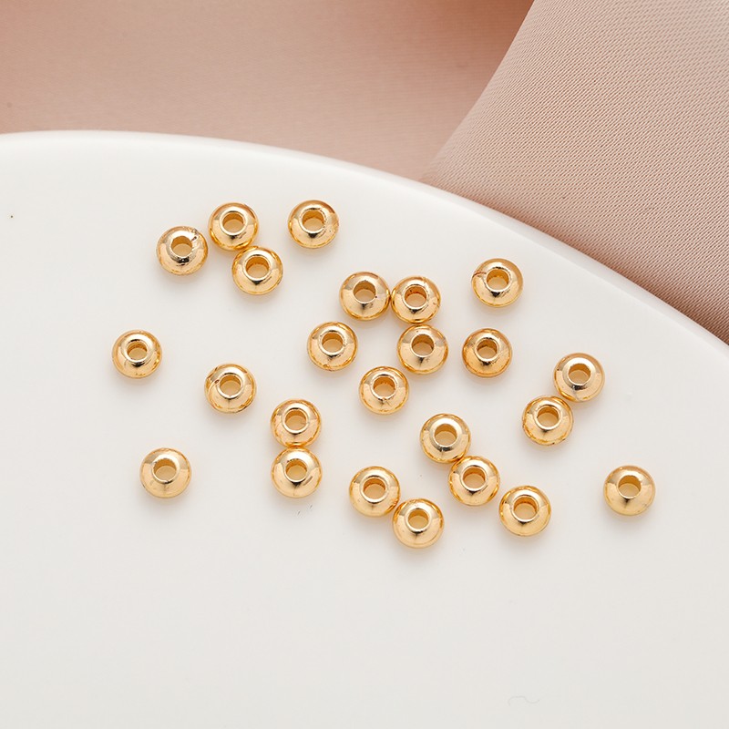 14K包金保色圆形扁珠飞碟珠隔珠隔片diy手工饰品配件手链项链配饰