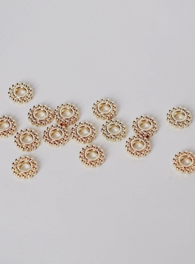 14K包金镀金保色雪花片8mm隔片diy手工串珠手链项链配饰材料配件
