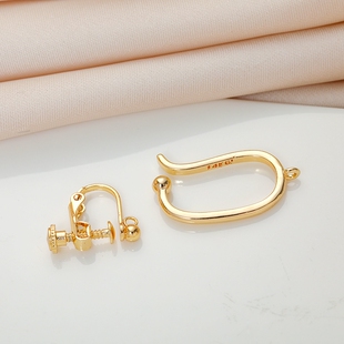 14K包金镀金保色耳夹无痛耳骨夹刻14KGFdiy手工饰品耳饰耳环配件
