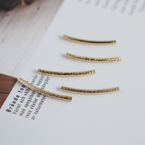 Позолоченная матовая изогнутая трубка, браслет из бисера ручной работы, аксессуар, аксессуары, 14 карат, золотой цвет, DIY