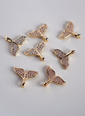 diy14k镀金锆石海豚鲸鱼尾手链