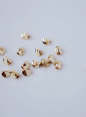 14K包金镀金保色扭花配珠4*5mm自制diy手工串珠手链项链饰品配件