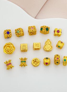 古法金玫瑰花镂空隔珠配饰