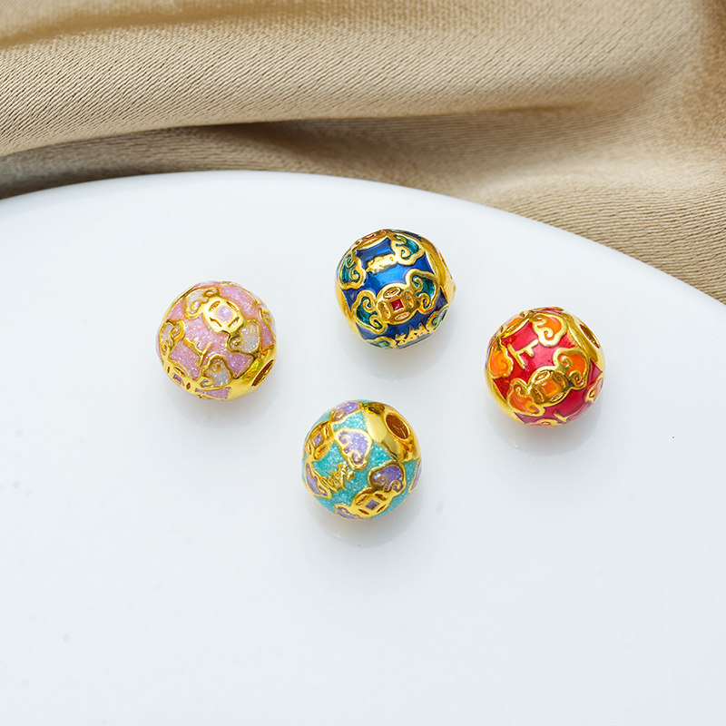 18K包金镀金保色滴油景泰蓝国风圆珠上上签隔珠diy手工串珠配珠,饰品/流行首饰/时尚饰品新,其他DIY饰品配件,淘宝优惠券,粉丝福利购,淘宝优惠卷