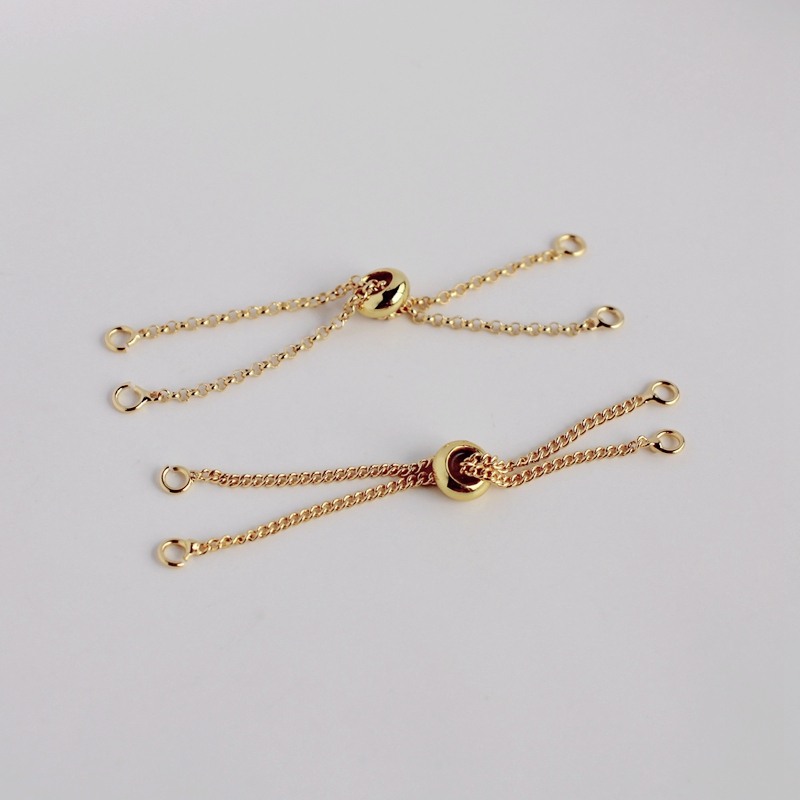 18K包金镀金保色硅胶调节手链项链延长链diy手工饰品串珠加长链