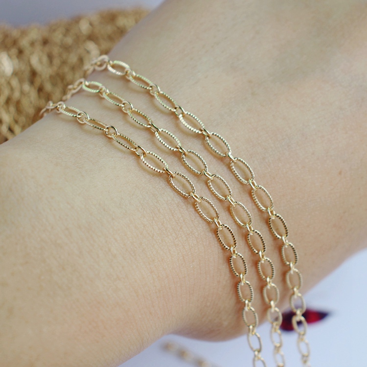 14k包金镀金保色平面diy链条