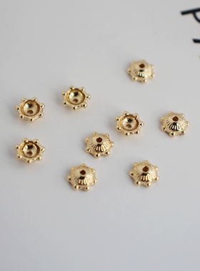 14K包金镀金保色珠托花托花帽头6mm自制diy手工串珠水晶手链配饰