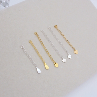 S925纯银镀金尾链加长延长链diy手工饰品串珠珍珠手链项链调节链