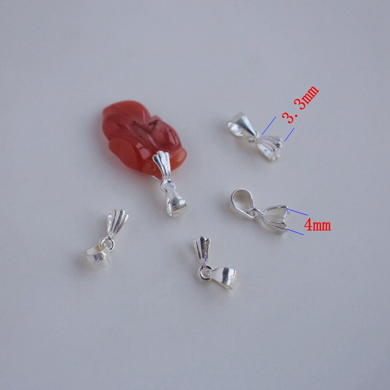 S925银扣头爪子扣diy手工饰品玉石翡翠吊坠项链挂玉坠瓜子扣配件