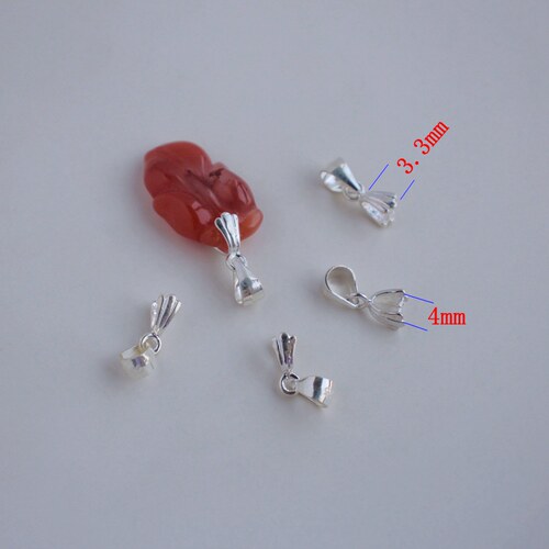 S925银扣头爪子扣diy手工饰品玉石翡翠吊坠项链挂玉坠瓜子扣配件