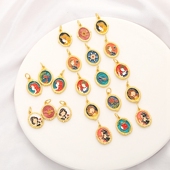 铜镀真金保色古法金滴油迪士尼在逃公主系列吊坠diy手工项链挂牌