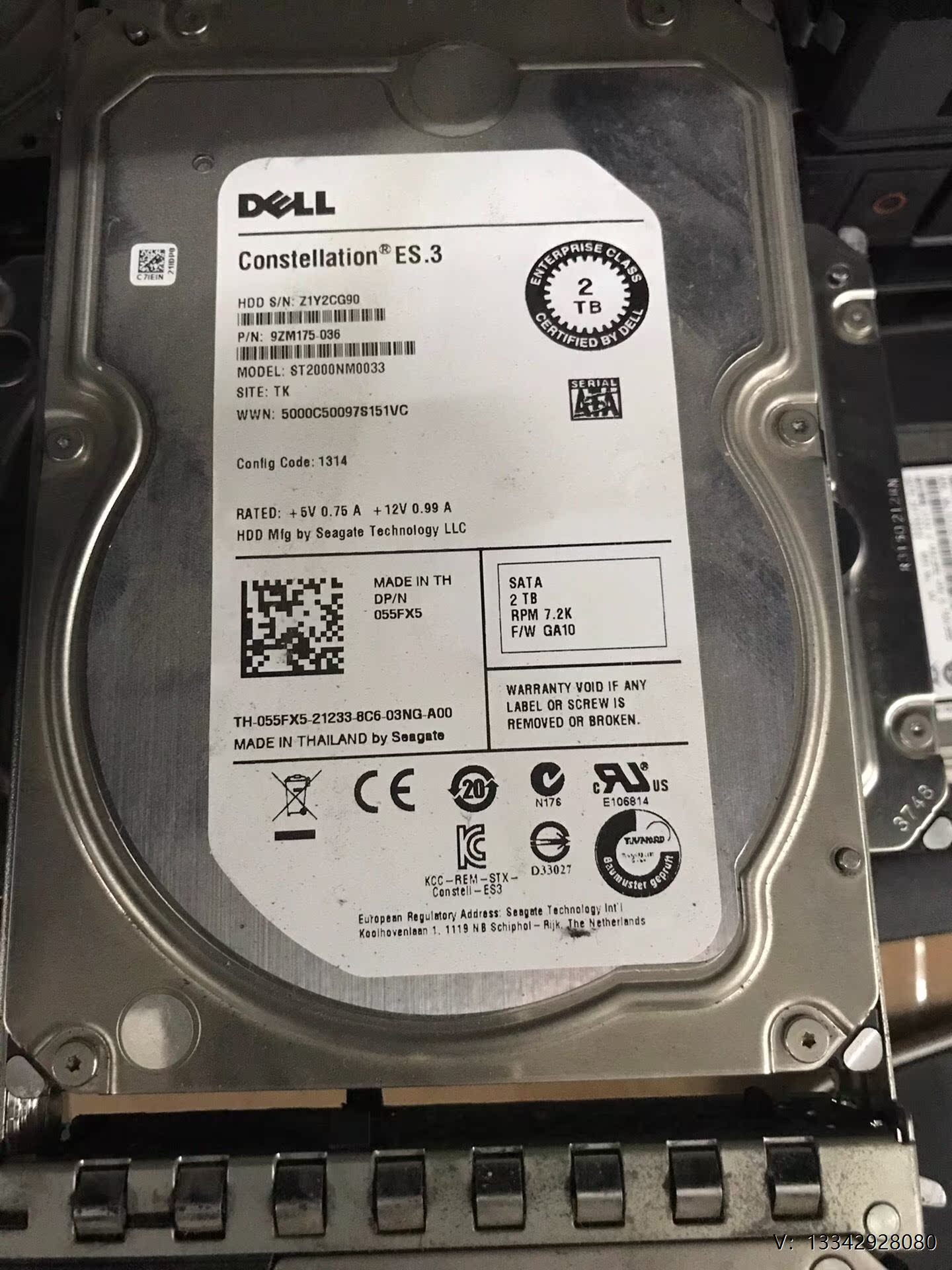 议价服务器拆机  dell ST2000NM0033 2TB 硬