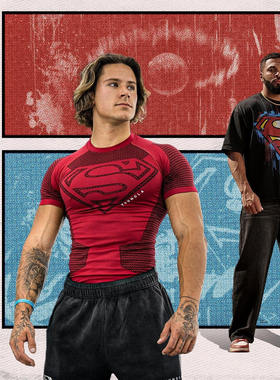 YoungLa联名Superman美式健身短袖男训练跑步运动T恤速干紧身上衣