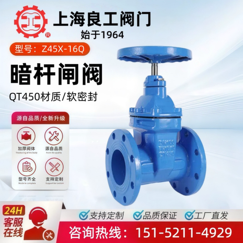 上海良工阀门暗杆Z45X-16Q明杆闸阀Z41X软密封法兰弹性座封球磨80