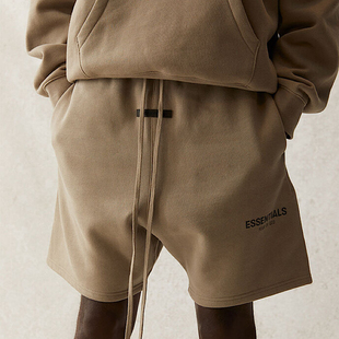 高端ESSENTIALS复线短裤薄绒纯色宽松百搭美式字母反光印花2021SS