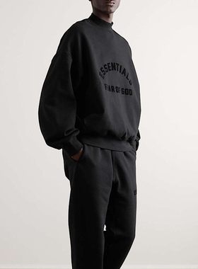 FOG宁波原厂FEAR OF GOD复线ESSENTIALS 23SS圆领卫衣黑色小高领