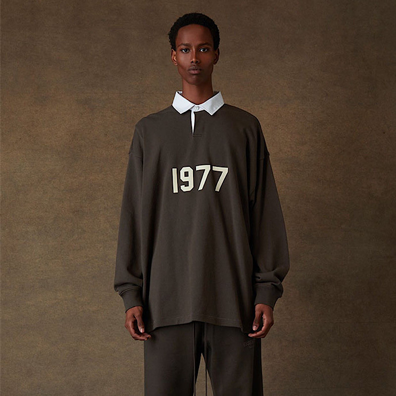 FOG原厂FEAR OF GOD副线ESSENTIALS1977数字印花套头长袖POLO男潮