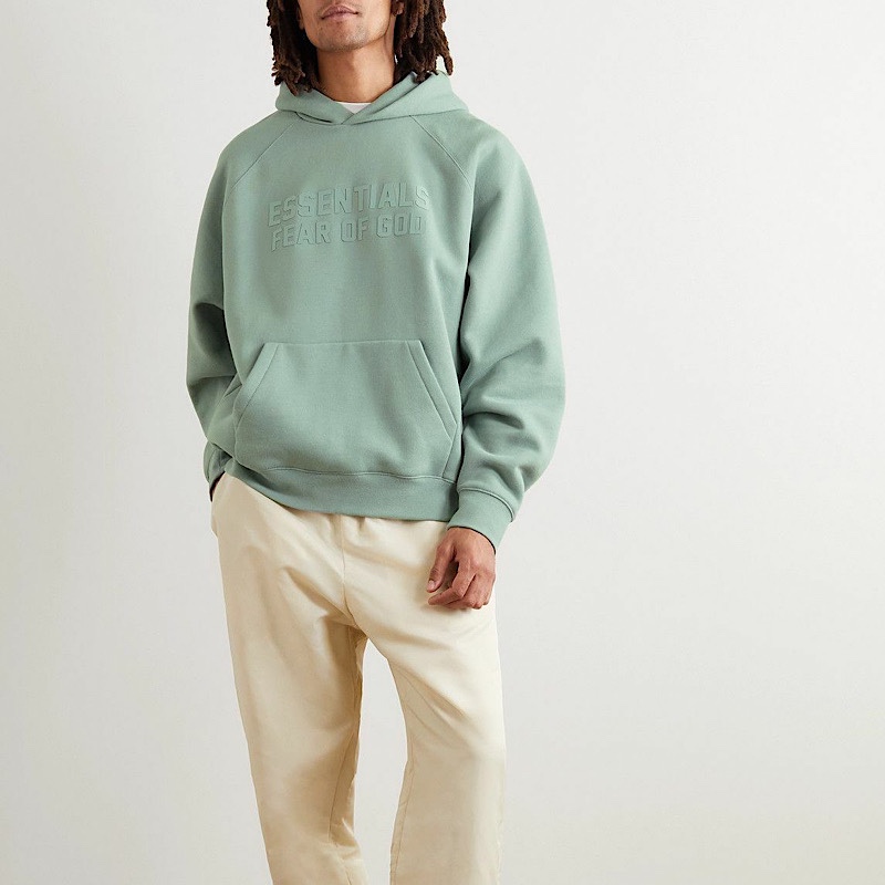 Essentials SS23印花卫衣男士连帽加绒雾霾蓝宁波fo g原厂货