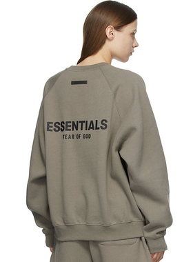 FEAR OF GOD原厂Essentials圆领加绒长袖卫衣套头男女款后背印花