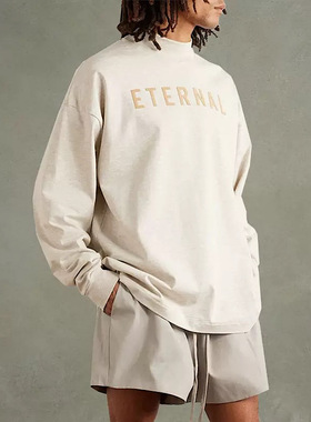 高端货FOG复线ESSENTIALS永恒长袖T恤宽松美式街头打底衫印花纯棉