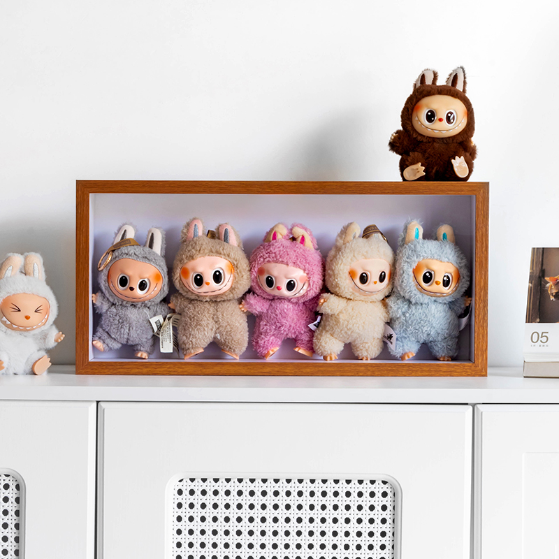 拉布布labubu心动马卡龙搪胶脸盲盒手办场景展示盒收纳收藏相框