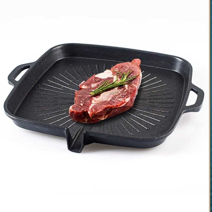 韩式电磁炉烤盘家用烤肉锅麦饭石不粘牛排铁板烧明火通用方形圆形