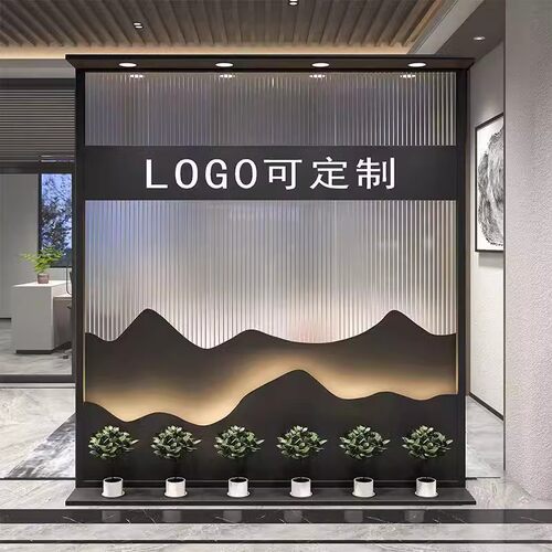 商用铁艺屏风长虹玻璃公司形象墙